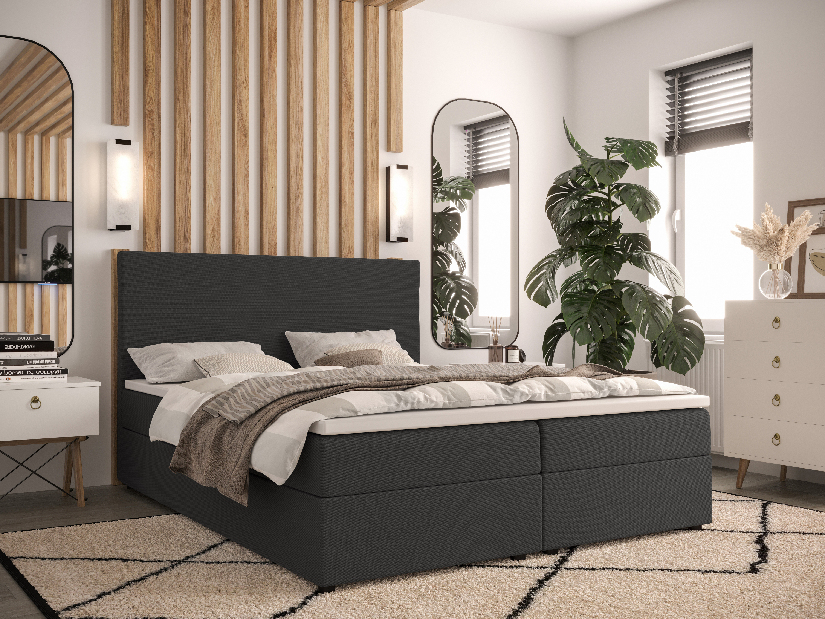Manželská posteľ Boxspring 180 cm Locos Comfort (tmavosivá) (s matracom a úložným priestorom)