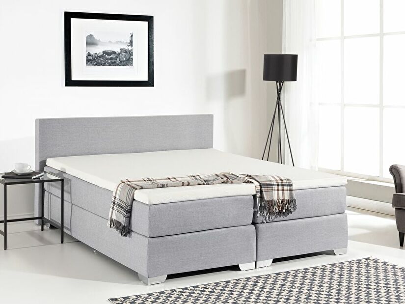 Manželská posteľ Boxspring 180 cm PREMIER (s matracmi) (svetlosivá)