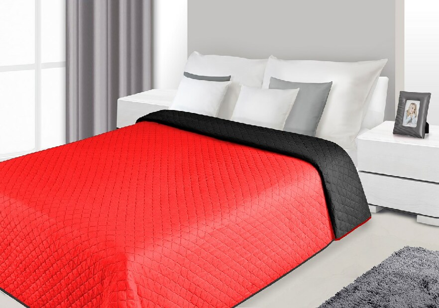 Prehoz na posteľ 240x220 cm Alex (červená + čierna)