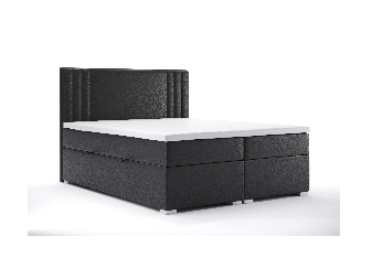 Manželská posteľ Boxspring 140 cm Morcano (čierna ekokoža) (s úložným priestorom)