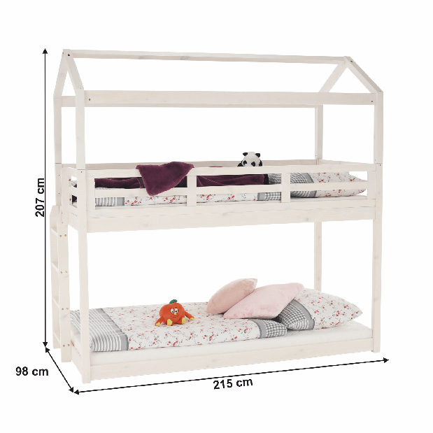 Detská poschodová posteľ 90 cm Zerlo (s roštami)