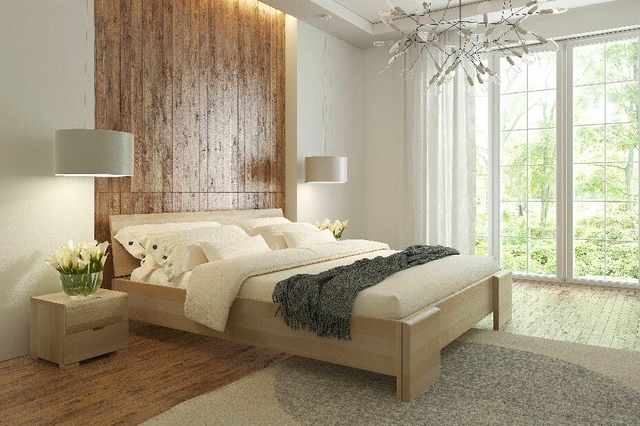 Manželská posteľ 160 cm Naturlig Blomst High BC (buk) (s roštom)