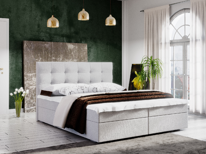 Manželská posteľ Boxspring 160 cm Fade 2 (béžová) (s matracom a úložným priestorom)