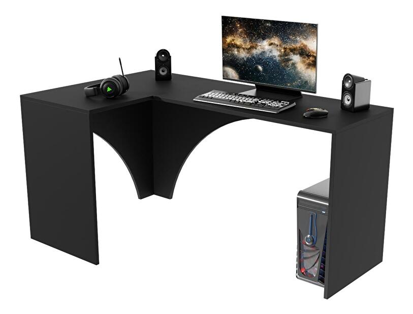 Rohový PC stolík Uhlominn (čierna)