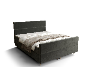 Manželská posteľ Boxspring 180 cm Flu Plus Comfort (tmavosivá) (s matracom a úložným priestorom)