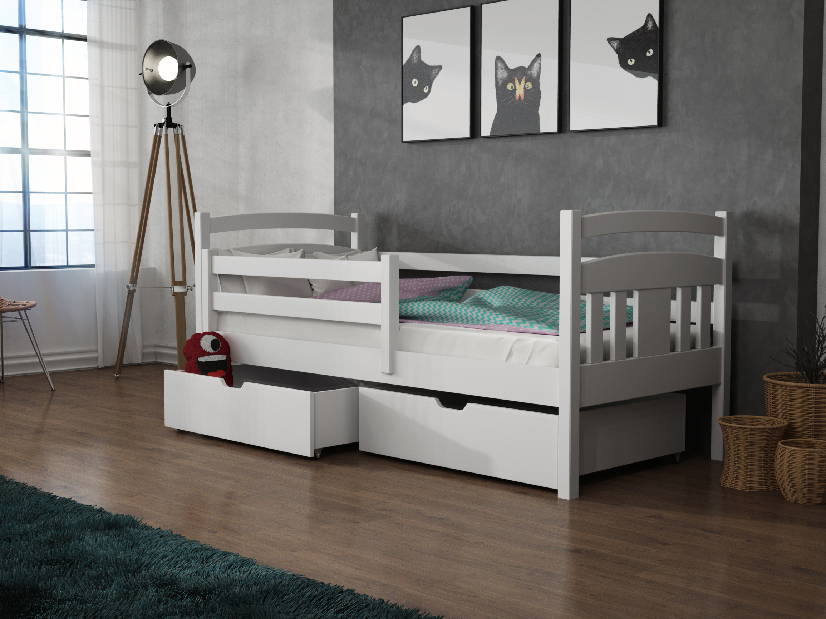 Detská posteľ 80 x 180 cm Kayla (s roštom a úl. priestorom) (biela)