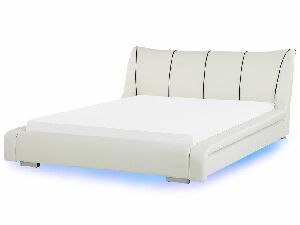 Manželská posteľ 180 cm NICE (s roštom a LED osvetlením) (biela)