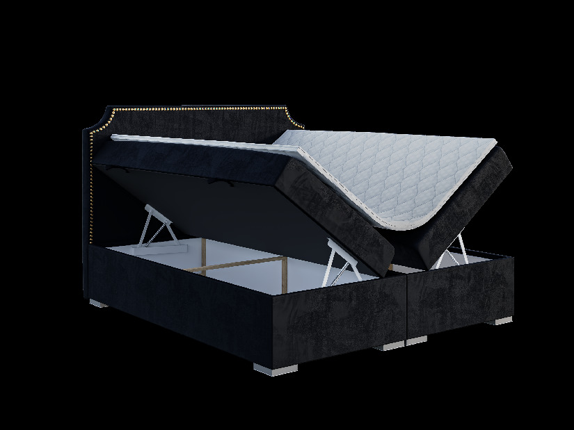 Kontinentálna posteľ 160 cm Lupin (čierna) (s matracom a úl. priestorom)