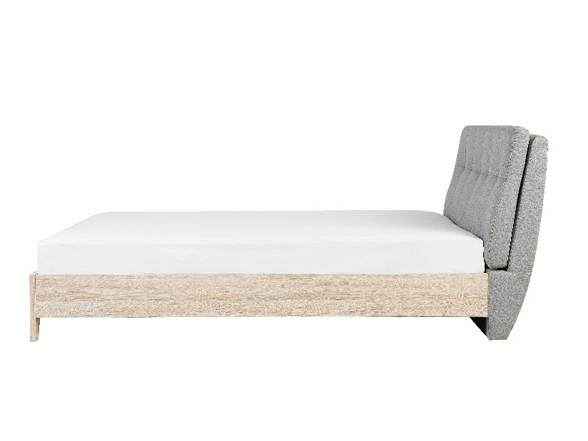 Manželská posteľ 160 cm BERGAMO (s roštom) (sivá + svetlé drevo)