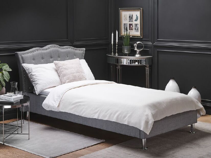 Jednolôžková posteľ 90 cm MATH (s roštom a úl. priestorom) (sivá)