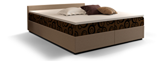 Manželská posteľ  Boxspring 140 cm Ceren (vzor + svetlohnedá) (s matracom a úložným priestorom)