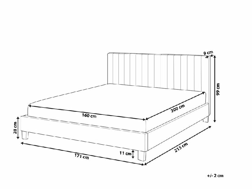 Manželská posteľ 160 cm PARASO (svetlosivá) (s roštom)