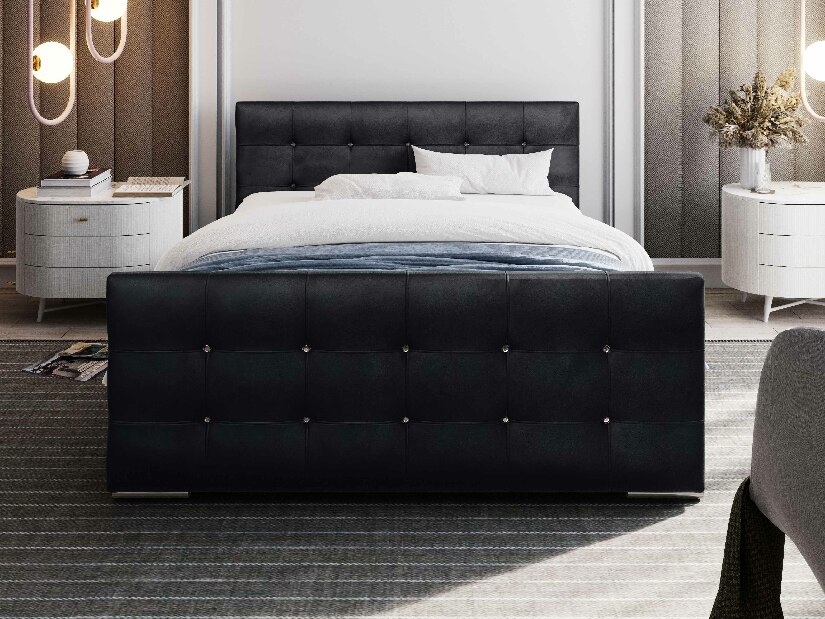 Manželská posteľ 180 cm Darrin (čierna) (s roštom a úložným priestorom)