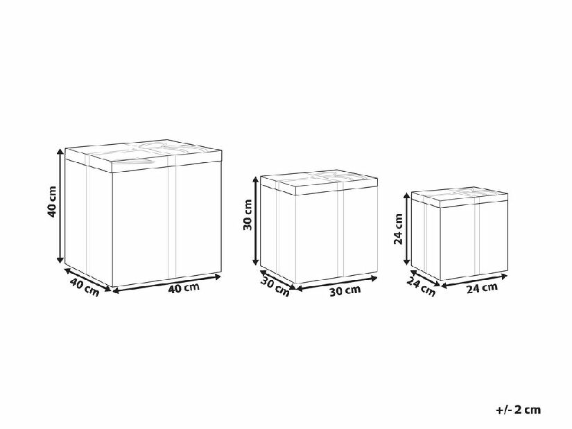 Set 3 ks úložných boxov Cody (hnedá)