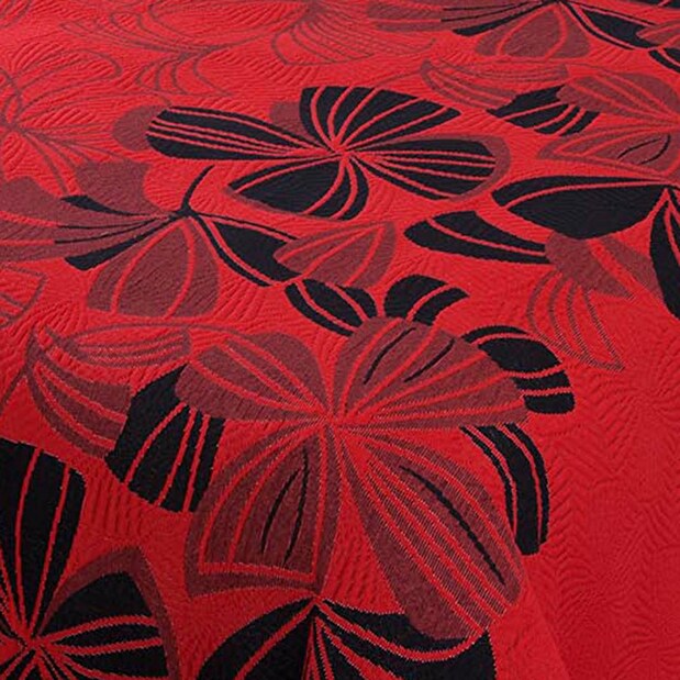 Prehoz na posteľ 240x220cm Kwiat (červená + čierna)
