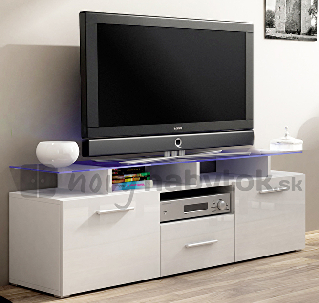 TV stolík/skrinka Evora Mini biela (s osvetlením)