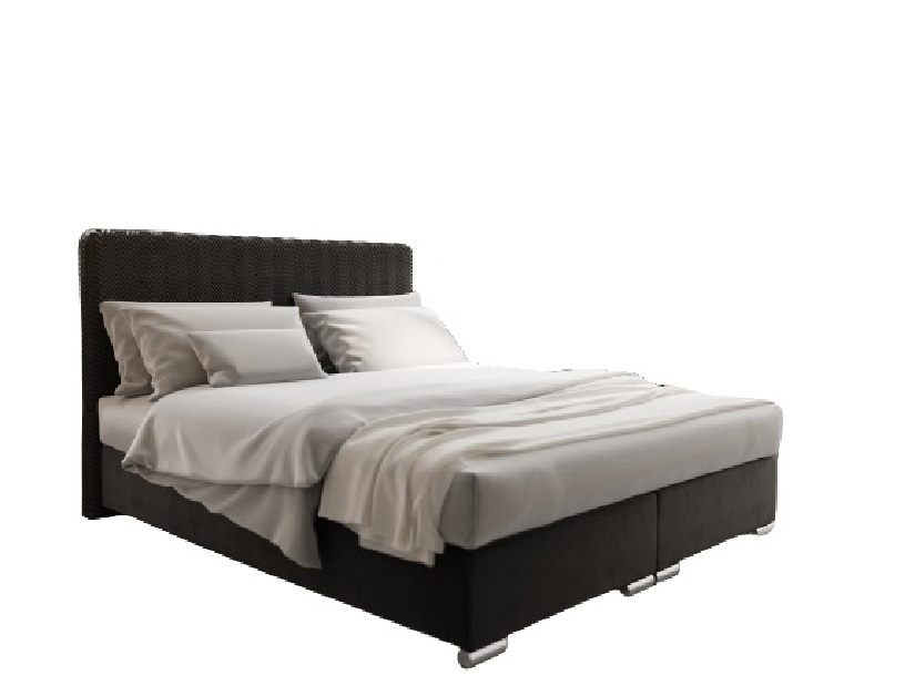 Manželská posteľ 160 cm Boxspring Penarth Comfort (čierna) (s roštom, matracom a úl. priestorom)