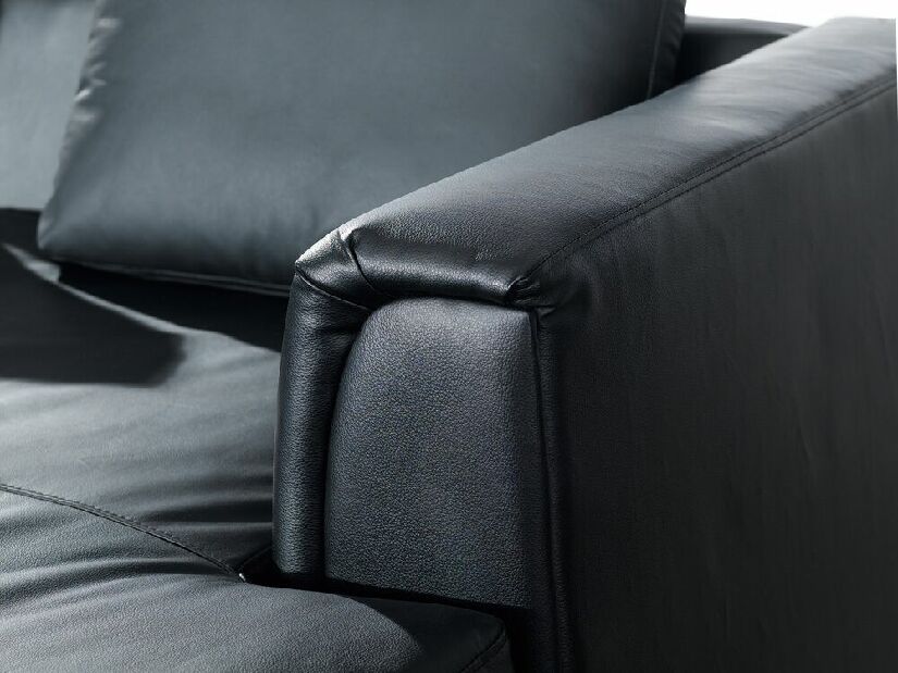 Kožená rohová sedačka Oulu (čierna) (P)