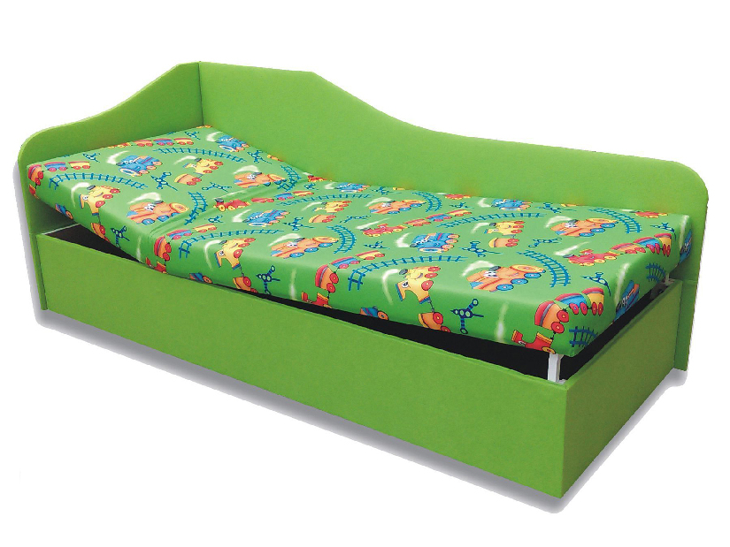 Jednolôžková posteľ (váľanda) 80 cm Abigail (Vláčik 4 + Zelená x101) (L)
