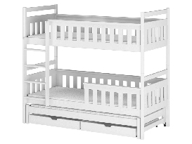 Detská posteľ 90 x 200 cm KARLA (s roštom a úl. priestorom) (biela)