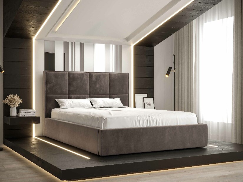Manželská posteľ 160 cm Gino (hnedá) (s roštom a úložným priestorom)