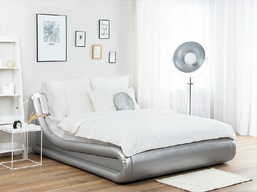 Manželská posteľ 160 cm AVENUE (s roštom a úl. priestorom) (strieborná)