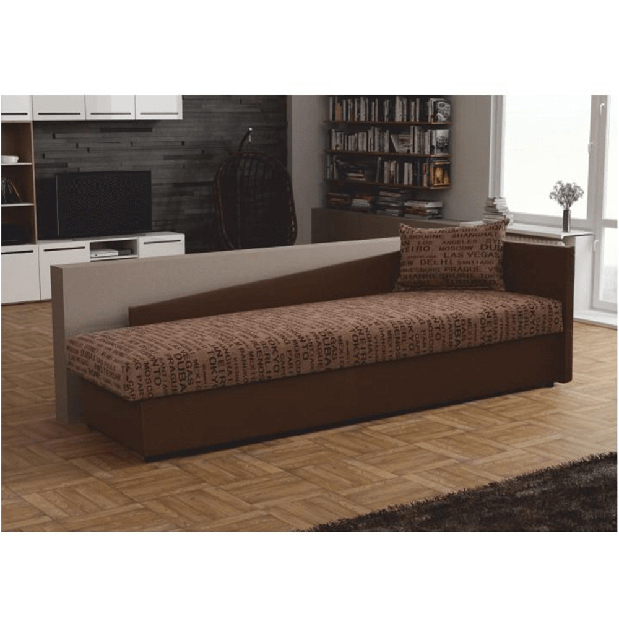 Jednolôžková posteľ (váľanda) 80 cm Jeannine (hnedá) (s úl. priestorom) (P)