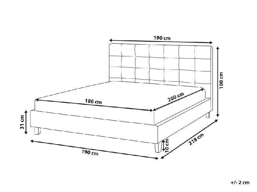 Manželská posteľ 180 cm Rhiannon (sivá) (s roštom a matracom)