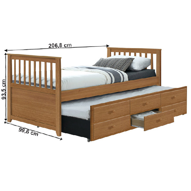 Jednolôžková posteľ 90 cm Ahlan (dub) (s roštom) *bazár