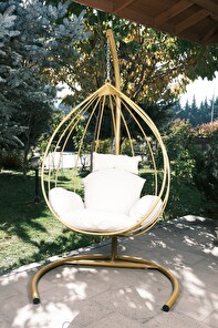 Záhradná hojdacia stolička Druket (zlatá + krémová)