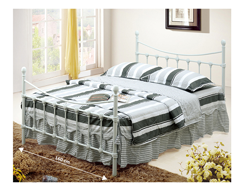 Manželská posteľ 160 cm Nieves (s roštom) (biela)