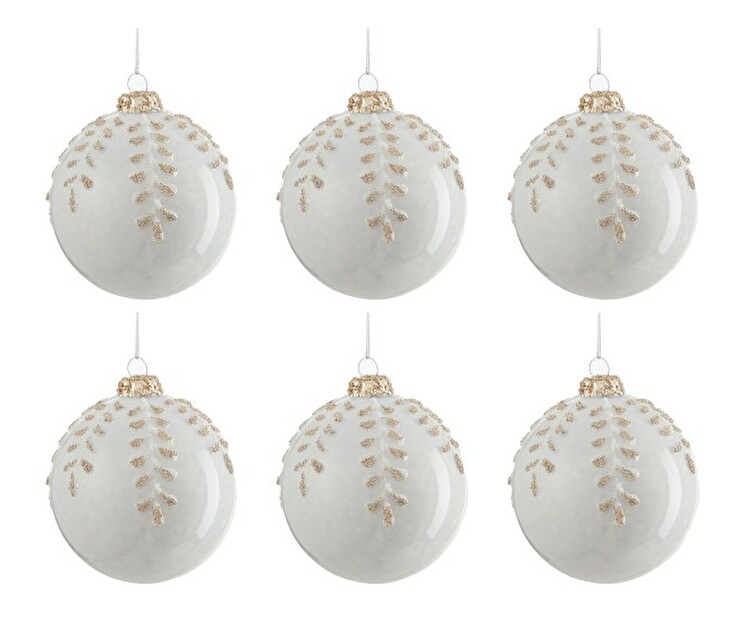 Dekoratívny predmet Jolipa Vianočná dekorácia Natural White Forest (8x8x8cm) (Biela + Zlatá)