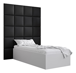 Jednolôžková posteľ s čalúneným čelom 90 cm Brittany 3 (biela matná + čierna) (s roštom)