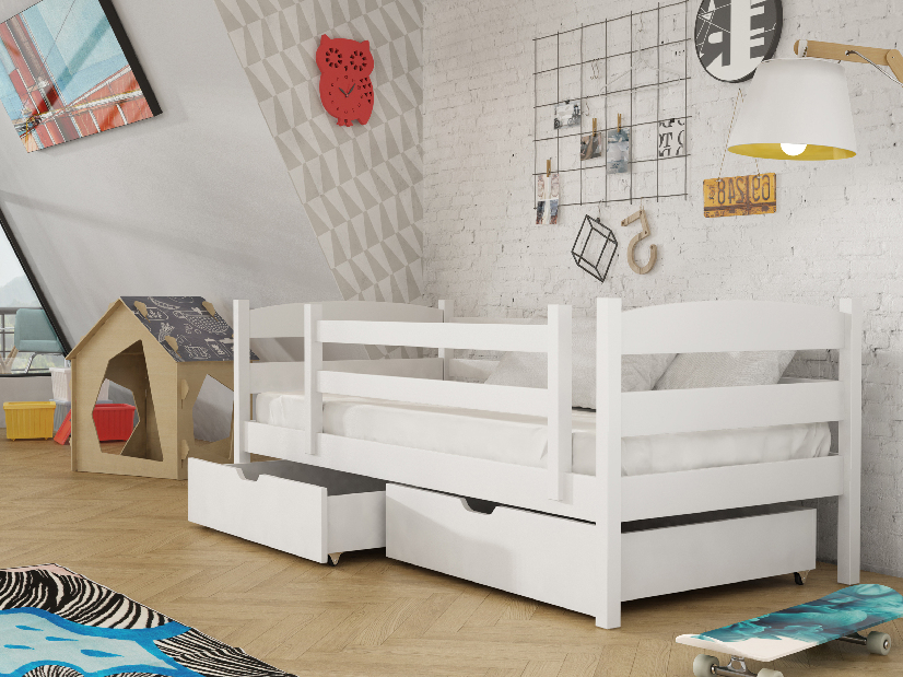 Detská posteľ 80 x 180 cm Zora (s roštom a úl. priestorom) (biela)