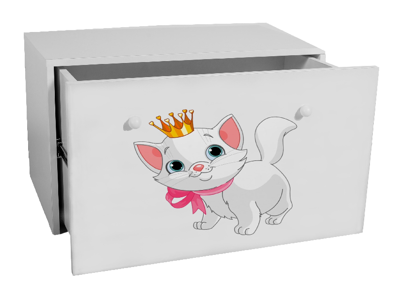 Úložný box pre deti Ione (biela + mačka)