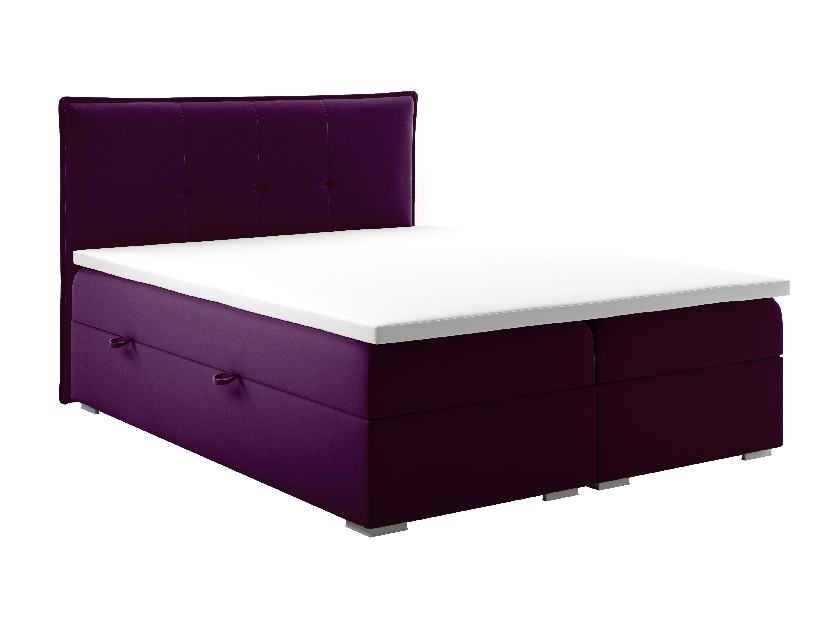 Kontinentálna posteľ 180 cm Carla (fialová)(s úložným priestorom)