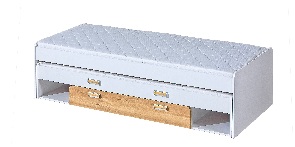 Rozkladacia posteľ 80 cm Lavendon L16 (s roštami) (dub nash + lesk biely)