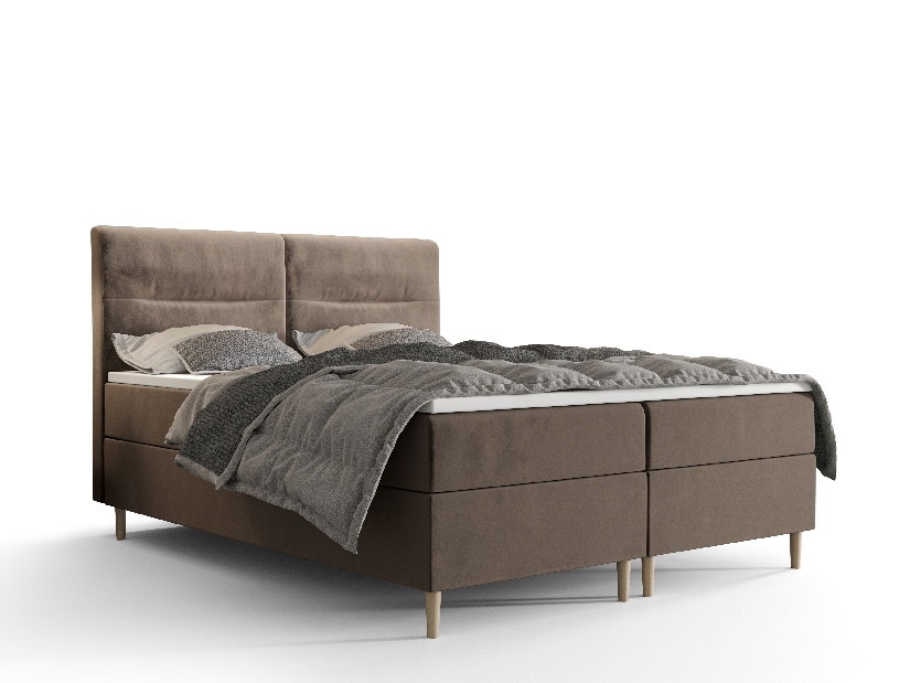 Manželská posteľ Boxspring 140 cm Saruta (hnedá) (s matracom a úložným priestorom)