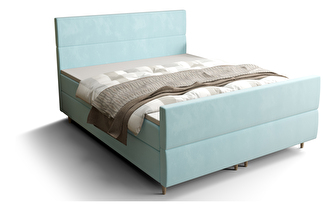 Manželská posteľ  Boxspring 140 cm Flu Plus Comfort (svetlomodrá) (s matracom a úložným priestorom)