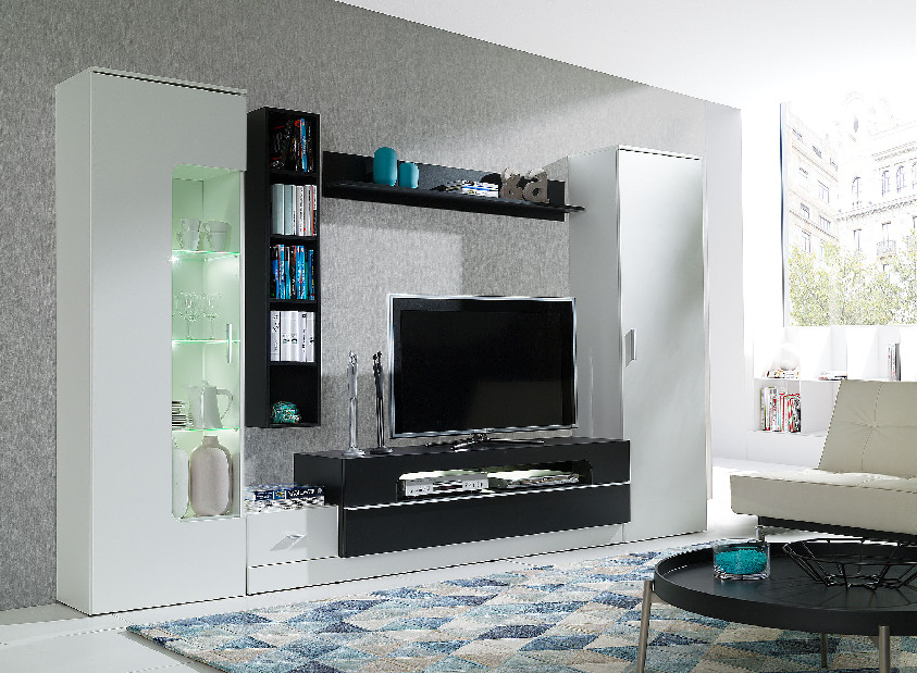 TV stolík/skrinka Greysteel G3 (biela + čierna)