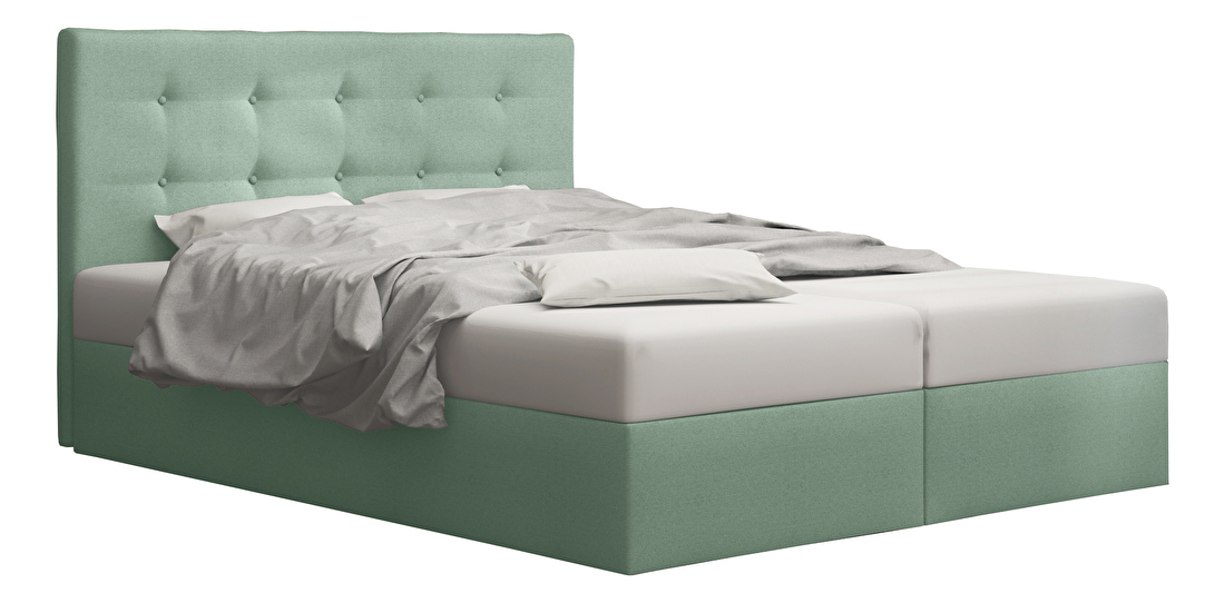 Manželská posteľ Boxspring 160 cm Duel 1 Comfort (mätová) (s matracom a úložným priestorom)