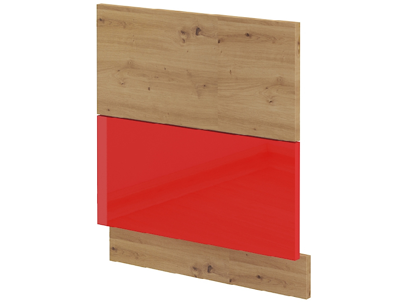 Dvierka na vstavanú umývačku riadu Arryn ZM 570x596 (dub artisan + lesk červený)
