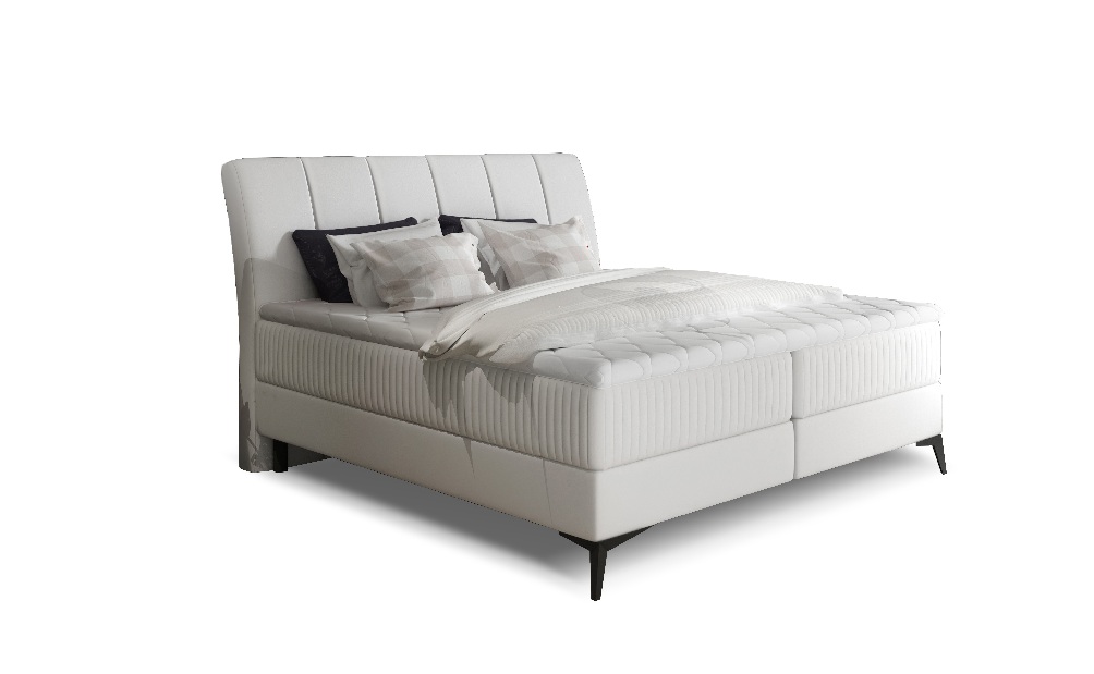 Manželská posteľ Boxspring 160 cm Alberto (biela) (s matracmi)