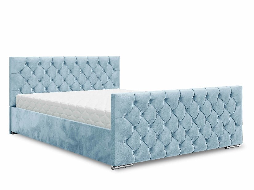 Manželská posteľ 180 cm Velva (modrá) (s roštom a úložným priestorom)