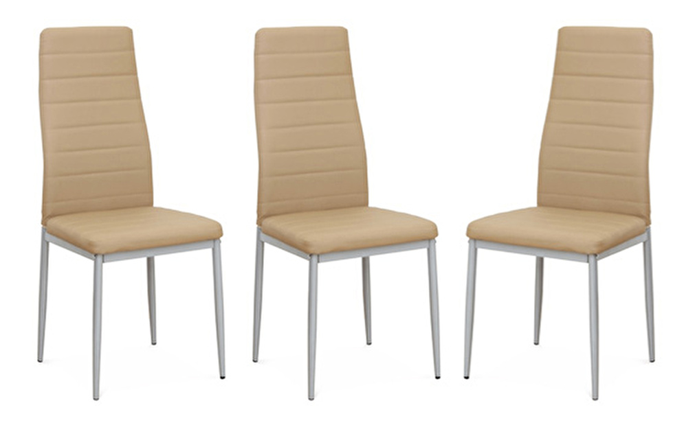 Set 3 ks jedálenských stoličiek Collort nova (béžová ekokoža) *výpredaj