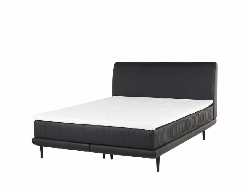 Kontinentálna posteľ 140 cm MADOM (syntetická koža) (čierna) (s roštom a matracom)
