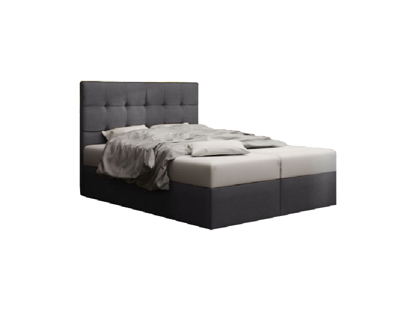 Manželská posteľ Boxspring 160 cm Duel 2 Comfort (tmavosivá) (s matracom a úložným priestorom)
