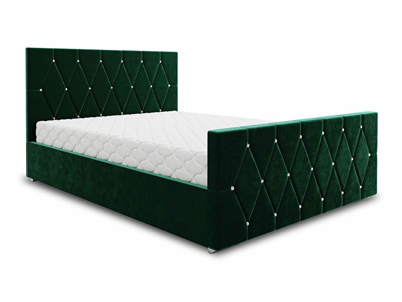 Manželská posteľ 180 cm Illa (tmavozelená) (s roštom a úložným priestorom)