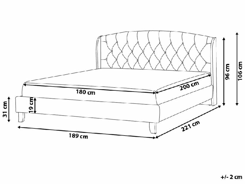 Manželská posteľ 180 cm BORD (s roštom) (béžová)