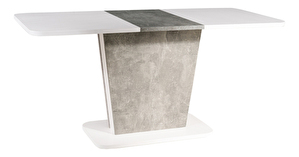 Rozkladací jedálenský stôl 110-145 cm Caridad (biela matná + sivá) (pre 4 až 6 osôb)
